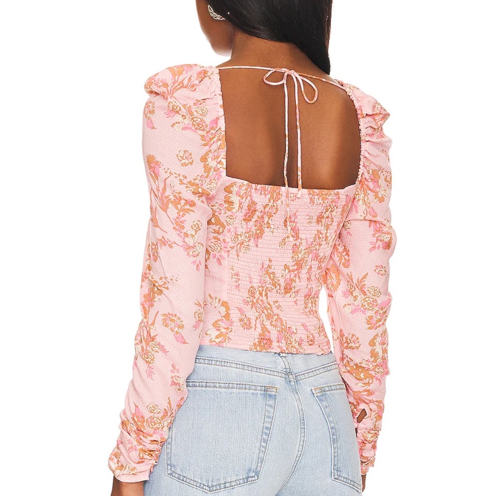 Free People Hilary Printed Top in Pink Combo size M NWT - Picture 2 of 6